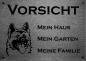 Preview: Edelstahl Hundeschild American Akita VORSICHT Hier wache ich!
